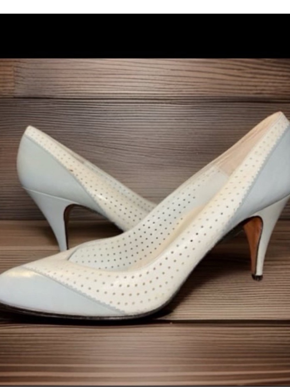 1950s Vintage Palizzio two toned perforated leather pumps, Women’s Size 6.5,Rare
